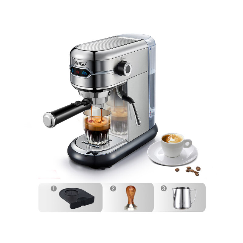 HiBREW H11 Semi Automatic Espresso Machine 1450W 1.1L 19Bar High Extraction 25s Rapid Heating Single/Double Cup Coffee Maker EU/