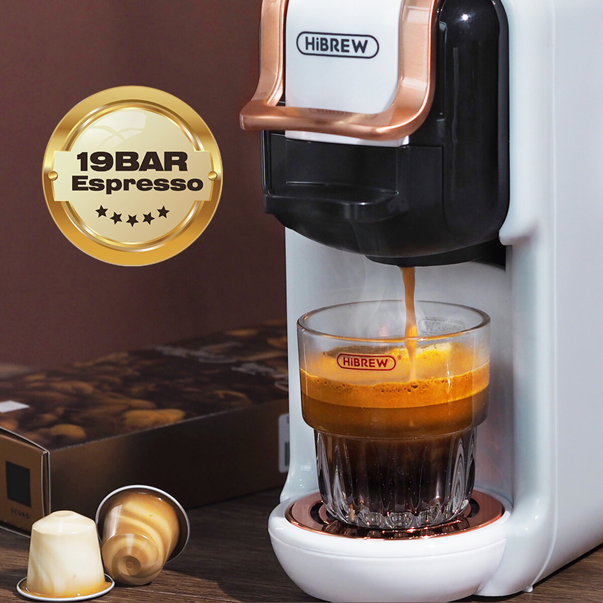 [EU/US/AE Direct] HiBREW H2B 19Bar 5 in 1 Multiple Capsule Coffee Machine Hot/Cold Dolce Gusto Milk ESE Pod Ground Coffee Cafet