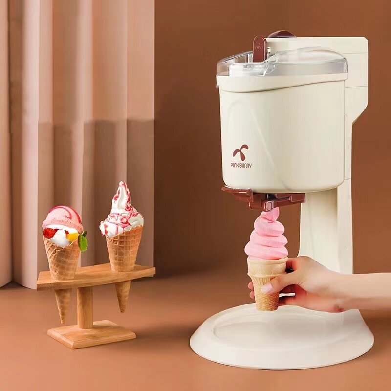 DIY 1L Household Ice Cream Maker Home Children Fruit Cone Automatic Homemade Small Soft Ice Cream Machine