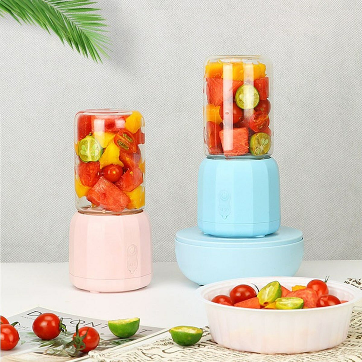 Portable Juicer Cup USB Rechargeable Blender Smoothies Mixer Fruit Kit 300ML 35W