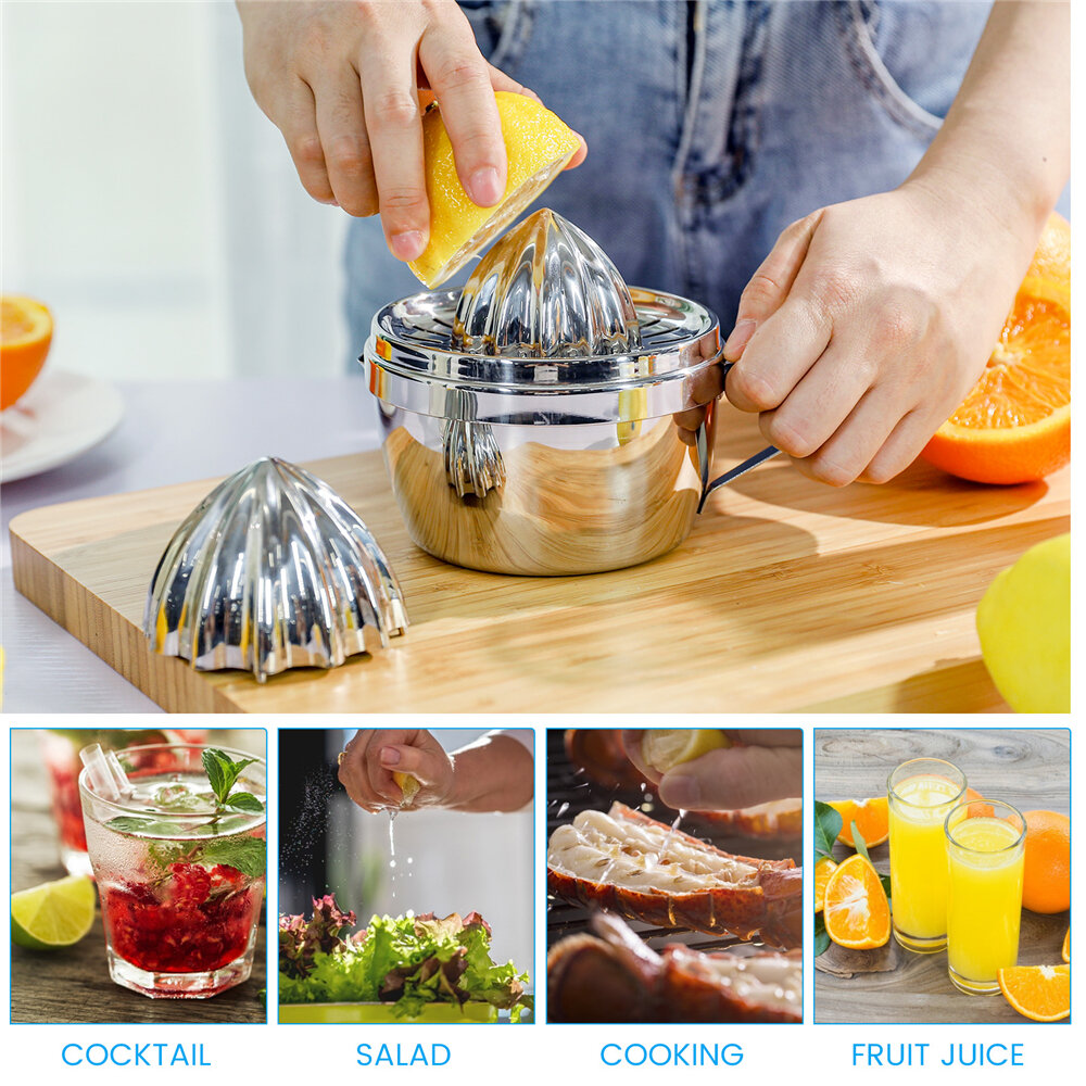 Stainless Steel Lemon Squeezer Manual Fruit Juicer Built-in Measuring Cup 500ml C