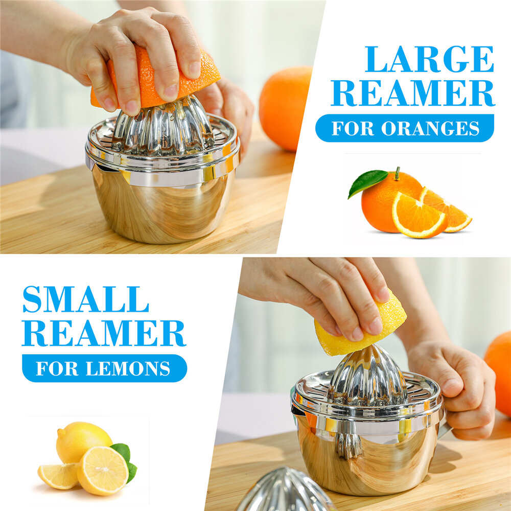 Stainless Steel Lemon Squeezer Manual Fruit Juicer Built-in Measuring Cup 500ml C