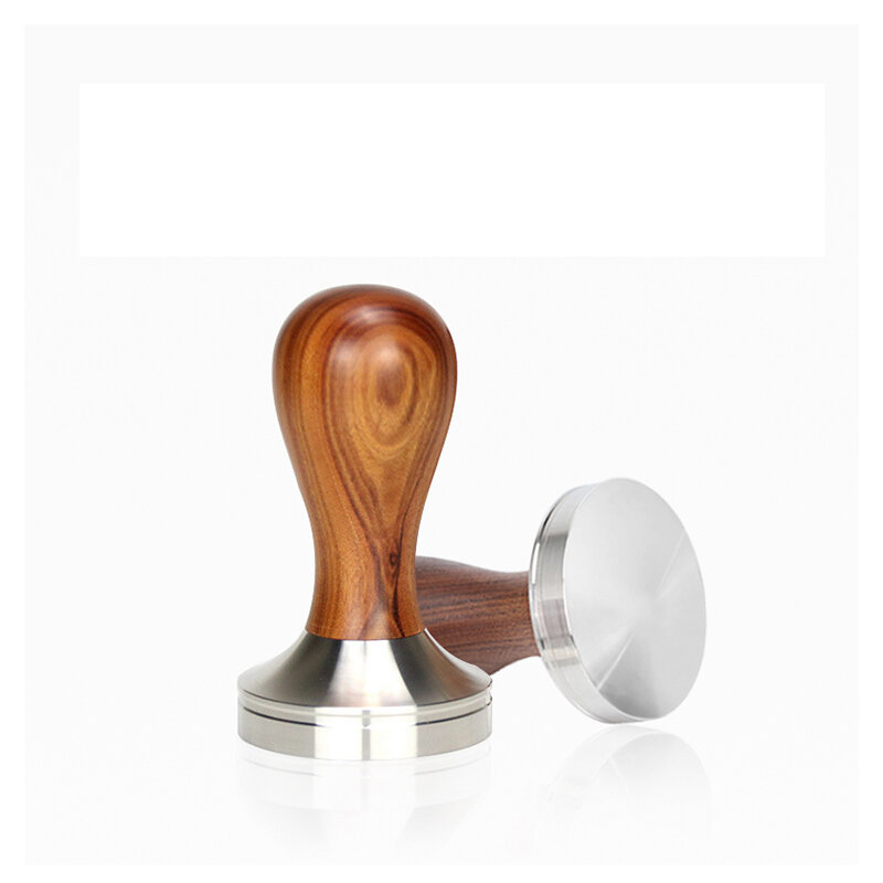 HiBREW 51MM/58MM Tamper Coffee Powder Handle 304 Stainless Steel Solid Wood COD