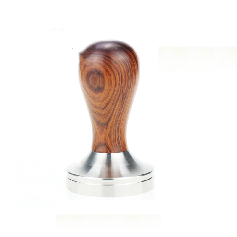 HiBREW 51MM/58MM Tamper Coffee Powder Handle 304 Stainless Steel Solid Wood COD