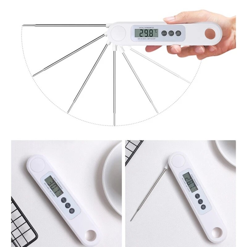 HiBREW Probe Type Food Thermometer Precise Temperature Measurement LCD Display CO