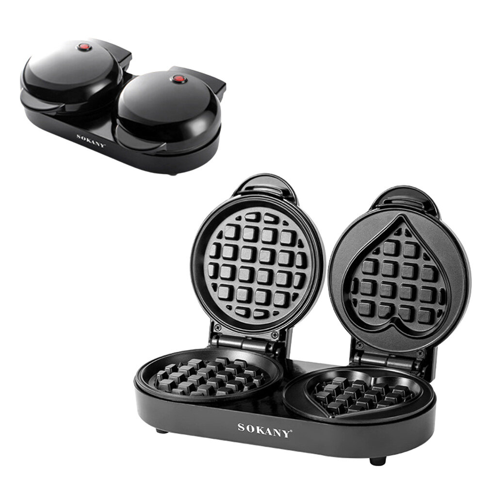 SOKANY 1100W Waffle Maker Small Waffles Iron Keto Chaffles Single Compact Design Nonstick Breakfast Snacks Hash Browns