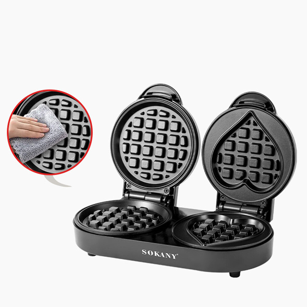 SOKANY 1100W Waffle Maker Small Waffles Iron Keto Chaffles Single Compact Design Nonstick Breakfast Snacks Hash Browns