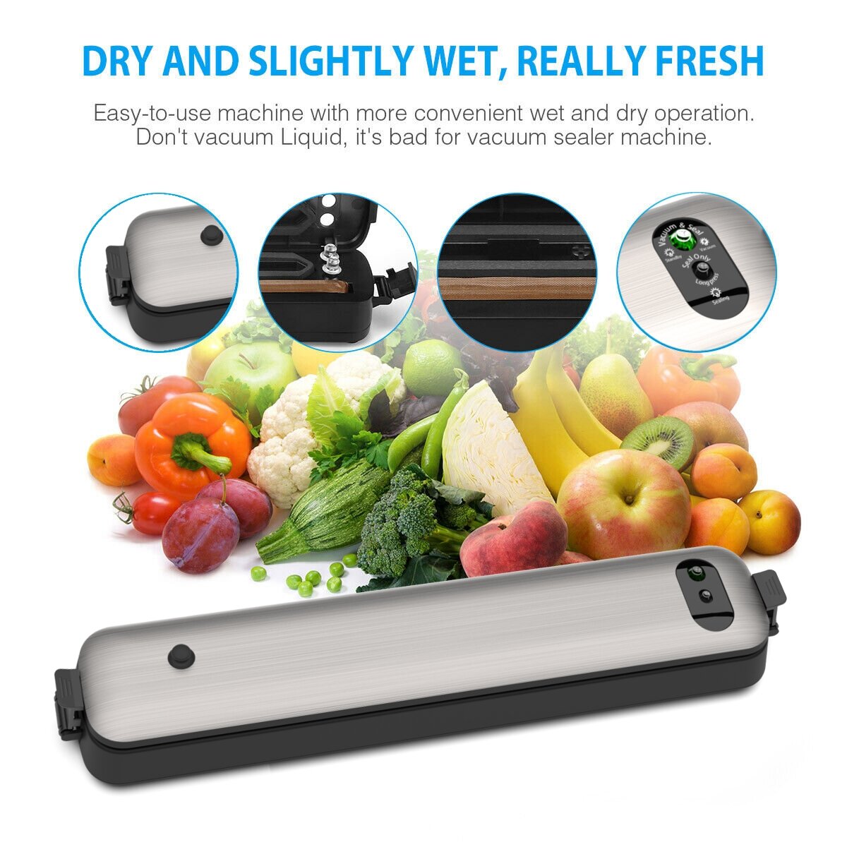 Household Vacuum Sealer Machine Seal Meal Food Vacuum Sealer System with 15 Free Bags One Touch Control Short Seal Time Low Nois