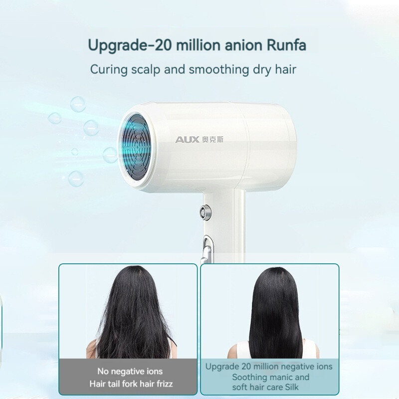 AUX 1800W Negative Ion Hair Dryer 220V Household Portable Electric Hair Dryer Three Levels Of Temperature Adjustable