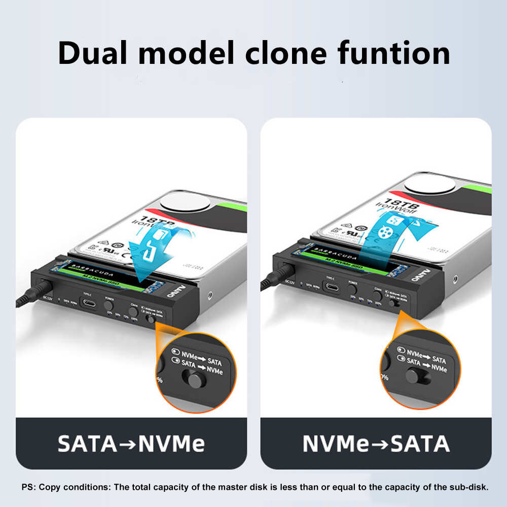 MAIWO Dual Bay M.2 NVME Case and SATA HDD Docking Station Type C 3.1 Docking Station 2.5"/3.5" HDD Enclosure Clone Dup