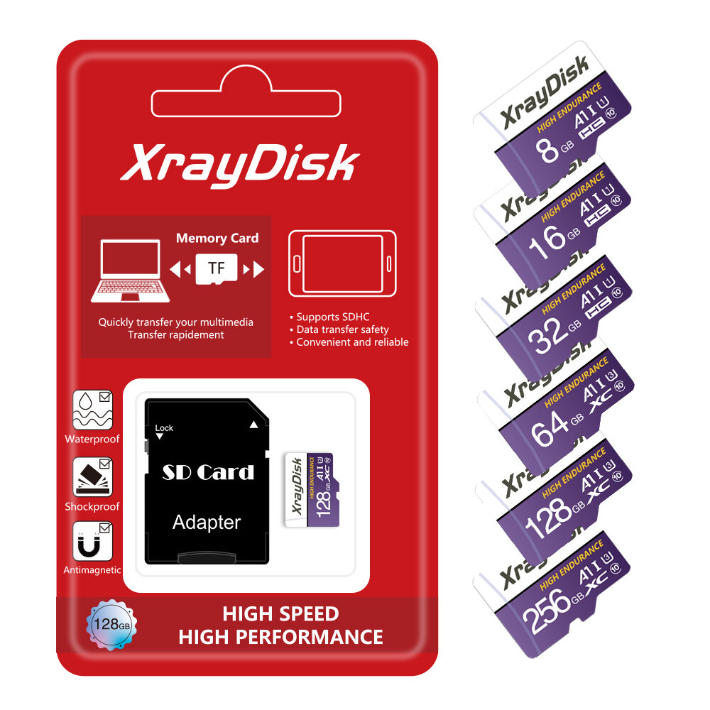 Xraydisk Class 10 High Speed TF Memory Card 32GB 64GB 128GB Micro SD Card Flash Card Smart Card for Camera Phone Monitor Drone