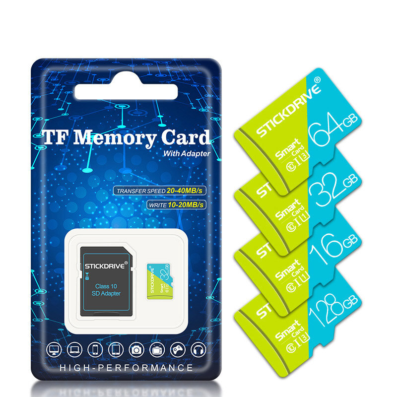 Stickdrive Class 10 High Speed TF Memory Card 64GB 128GB 256GB Micro SD Card Flash Card Smart Card for Phone Camera Driving Reco