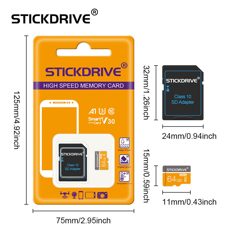 Stickdrive 128GB TF Memory Card Micro SD Card Flash Card Smart Card for Driving Recorder Phone Camera