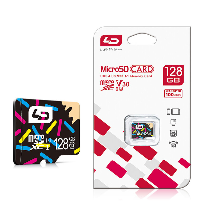 LD 128GB High Speed TF Memory Card Class 10 Micro SD Card Flash Card Smart Card for Driving Recorder Phone Camera