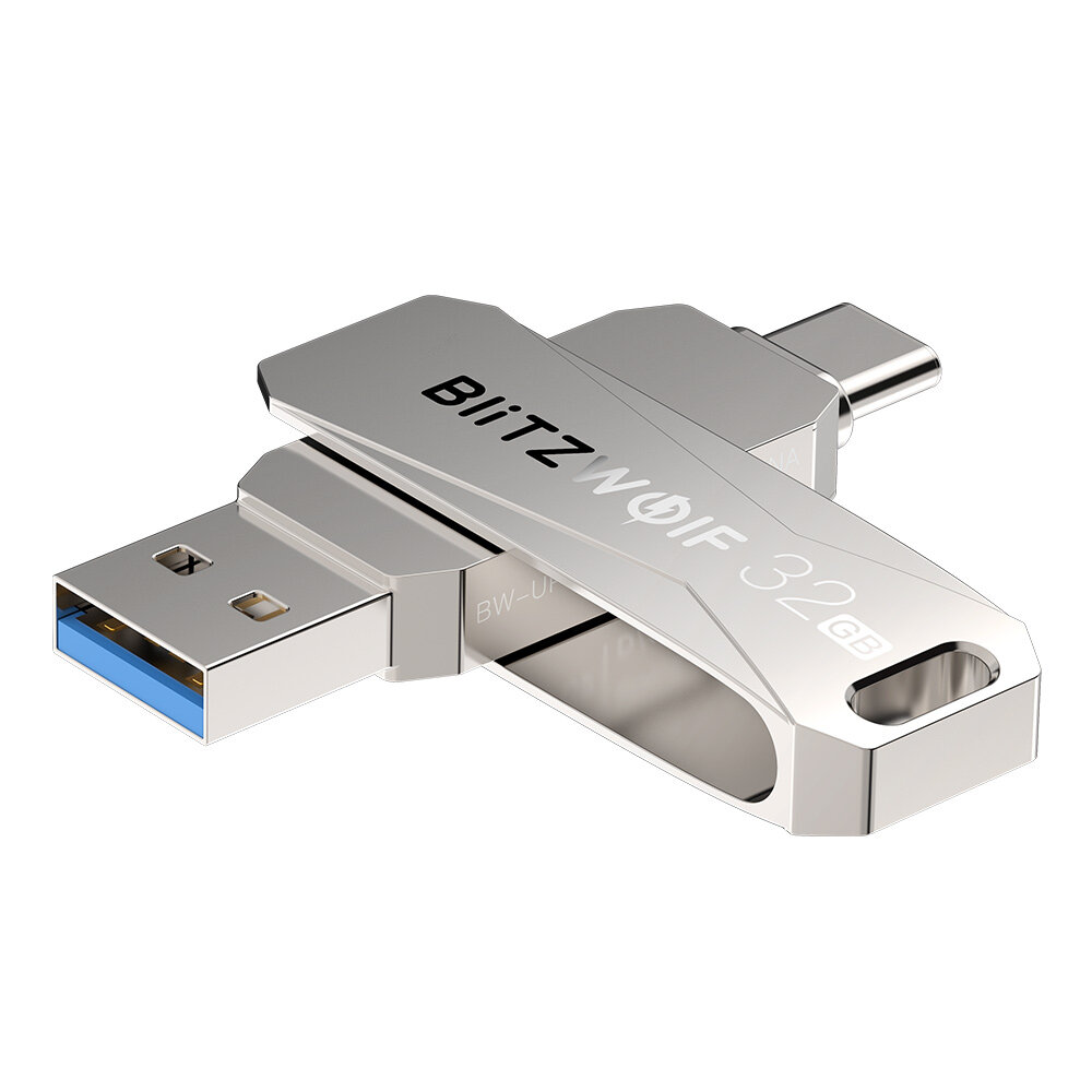 BlitzWolf BW-UPC2 2 in 1 Type-C USB3.0 Flash Drive Ultra-fast Transmission 360° Rotation Zinc Alloy 32GB 64GB 128GB 256GB Su