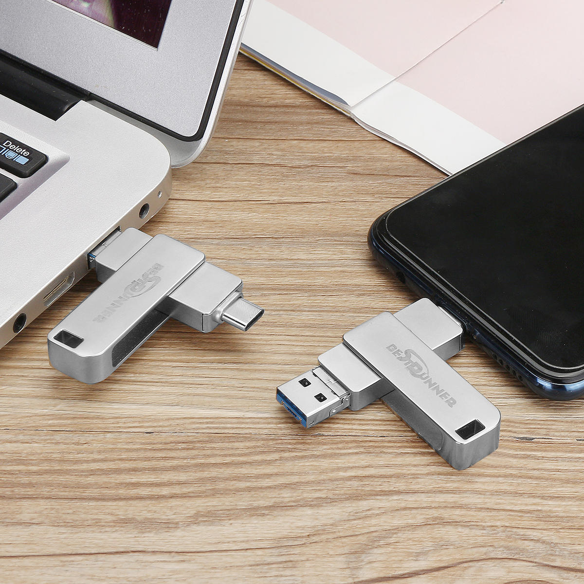 3-in-1 Type-C Micro USB USB 3.0 32GB 64GB Flash Drive U Disk For Smart Phone Tablet Laptop MacBook