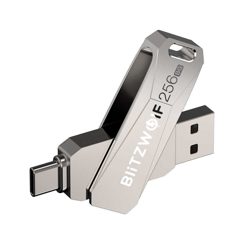 BlitzWolf BW-UPC2 256GB USB Disk 2 in 1 Type-C USB3.0 Flash Drive Ultra-fast Transmission 360° Rotation Zinc Alloy 256GB Su