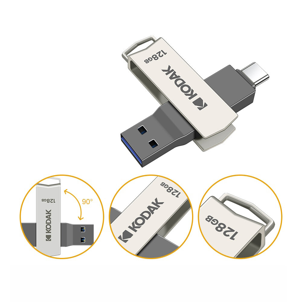 Kodak K273 2 in 1 Type C & USB3.2 Flash Drive 64GB OTG Metal USB Stick Pendrive Cle OTG USB Flash Stick