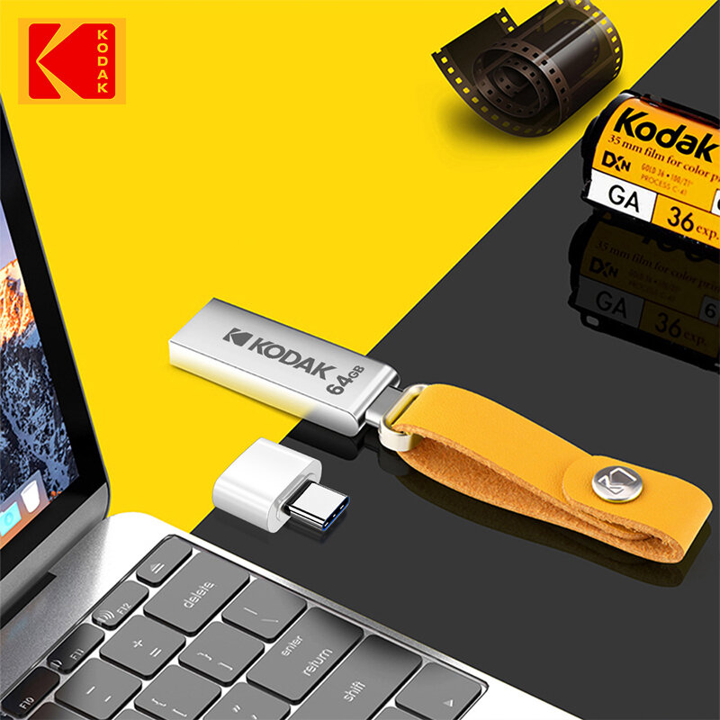 KODAK K122 128GB Metal USB Flash Drive USB2.0 Memory Pendrive Disk U Disk for Phone Computer Laptop Car Speaker