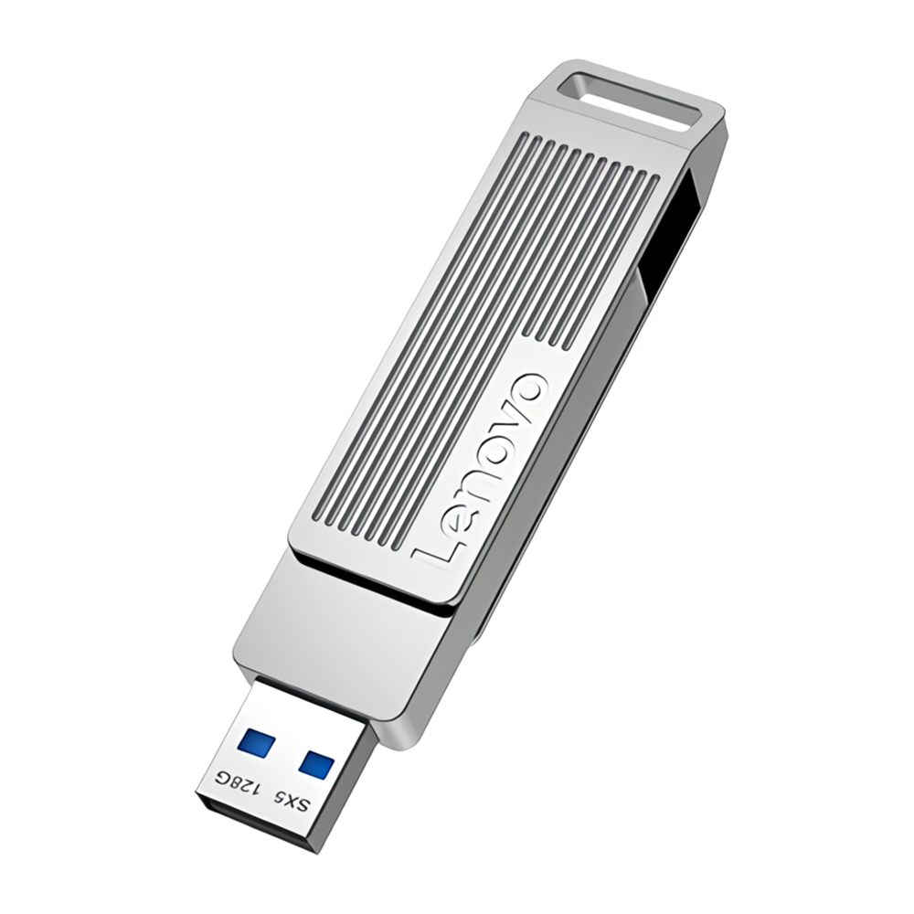 Lenovo SX5 Pro 128GB Type-C & USB3.2 Solid State Flash Drive Dual Interface 360° Rotation Zinc Alloy USB Disk Portable Thumb