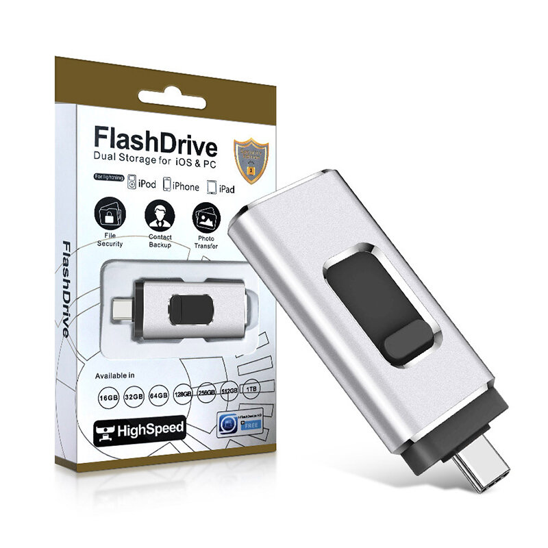 Microdrive 3-in-1 USB3.0 Flash Drive USB/Micro/Type-C Tri-interface Pendrive 64G/128G/256G High Speed Data Transmission Portable