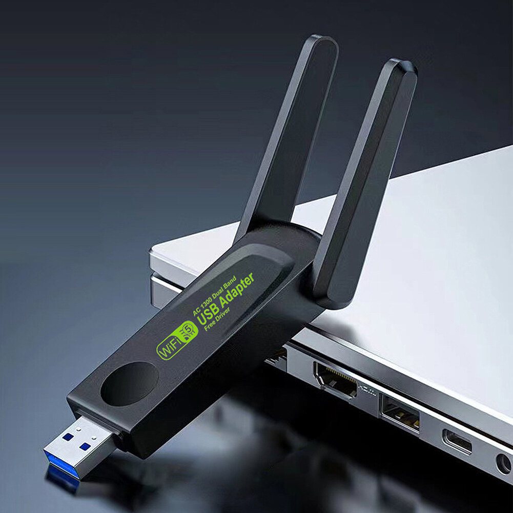 1300M USB3.0 WiFi Adapter 2.4G/5GHz Wireless Dual Band Wi-Fi Dongle Network Card Receiver for PC Desktop Laptop