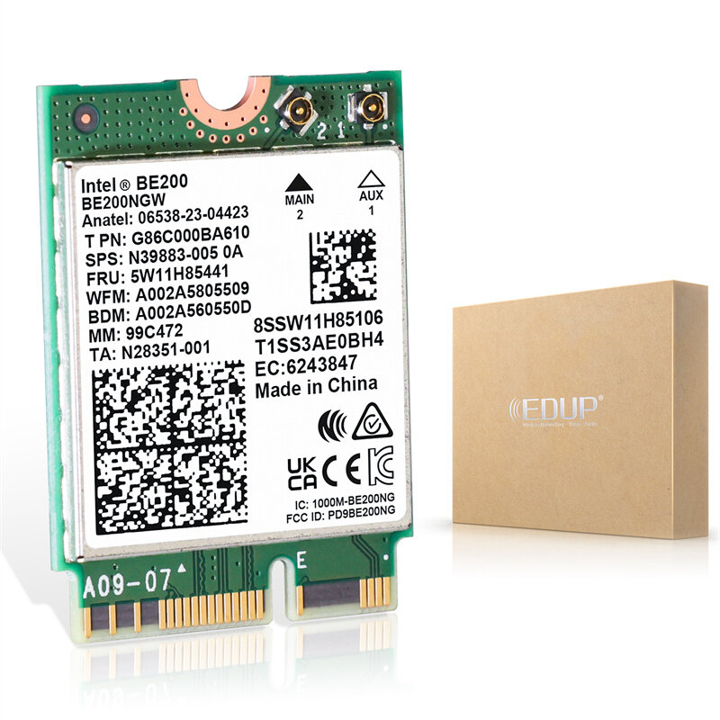 EDUP Intel BE200 WiFi7 Network Card Tri-Band 2.4G/5.8G/6GHz 8774Mbps bluetooth 5.4 M.2 Laptop Wifi Wireless Card