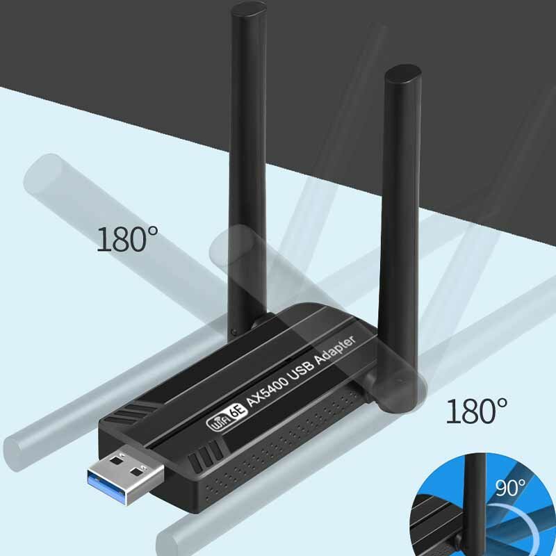 AX3008 5400Mbps WiFi6E Network Card USB3.0 WiFi Adapter Tri-Band 2.4G 5G 6G Wifi Receiver Dongle for Windows 10 11 Driver Free