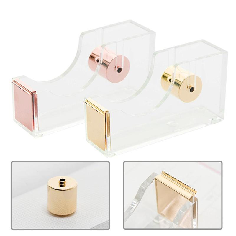 Miwoo M029 Transparent Acrylic Tape Cutter Classic Design Tape Dispenser Stationery for School Office Desktop