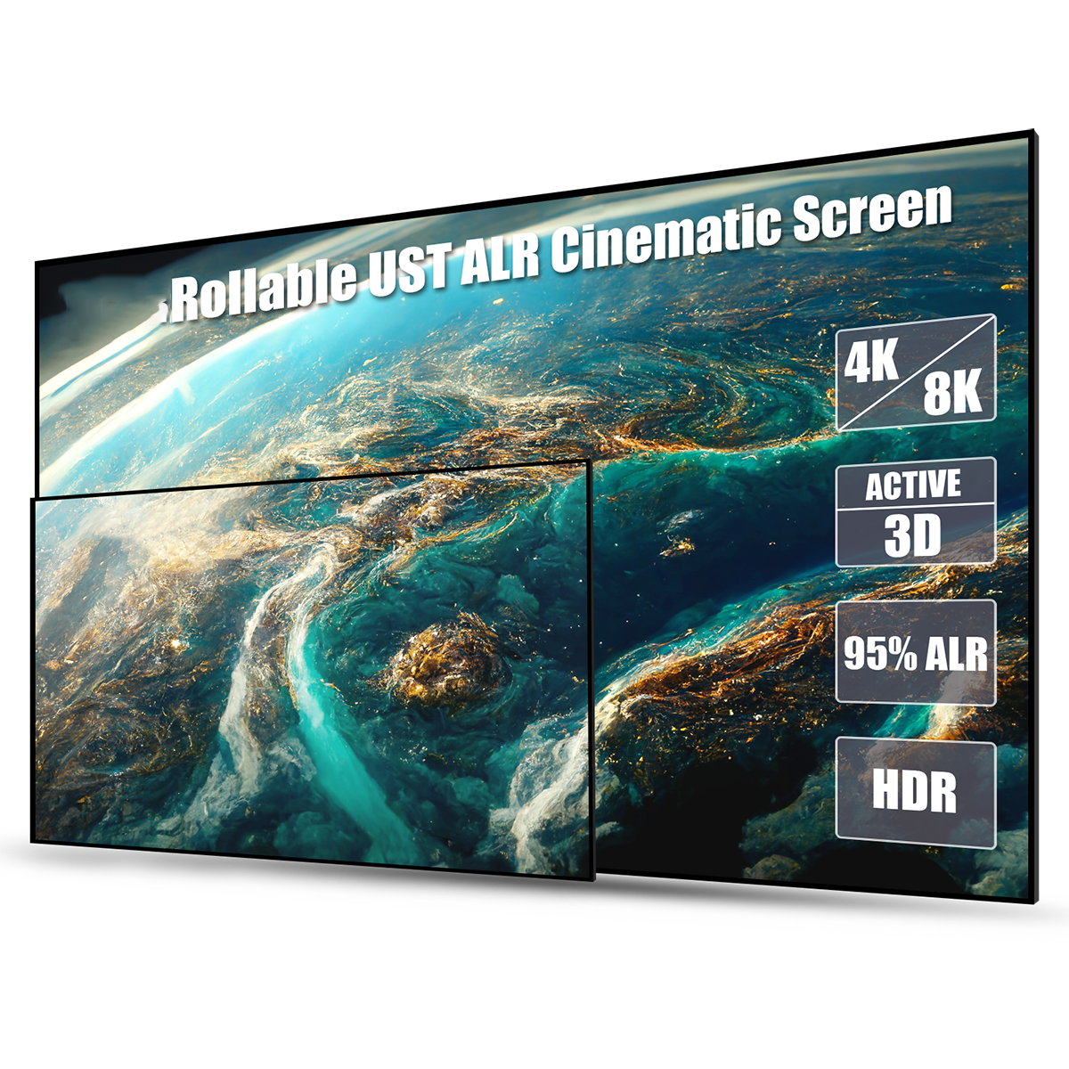 AWOL 120Inch ALR Projector Cinematic Screen UST 16:9 170° Viewing Angle Ambient 95% Ceiling Light Giant Cinema Screen