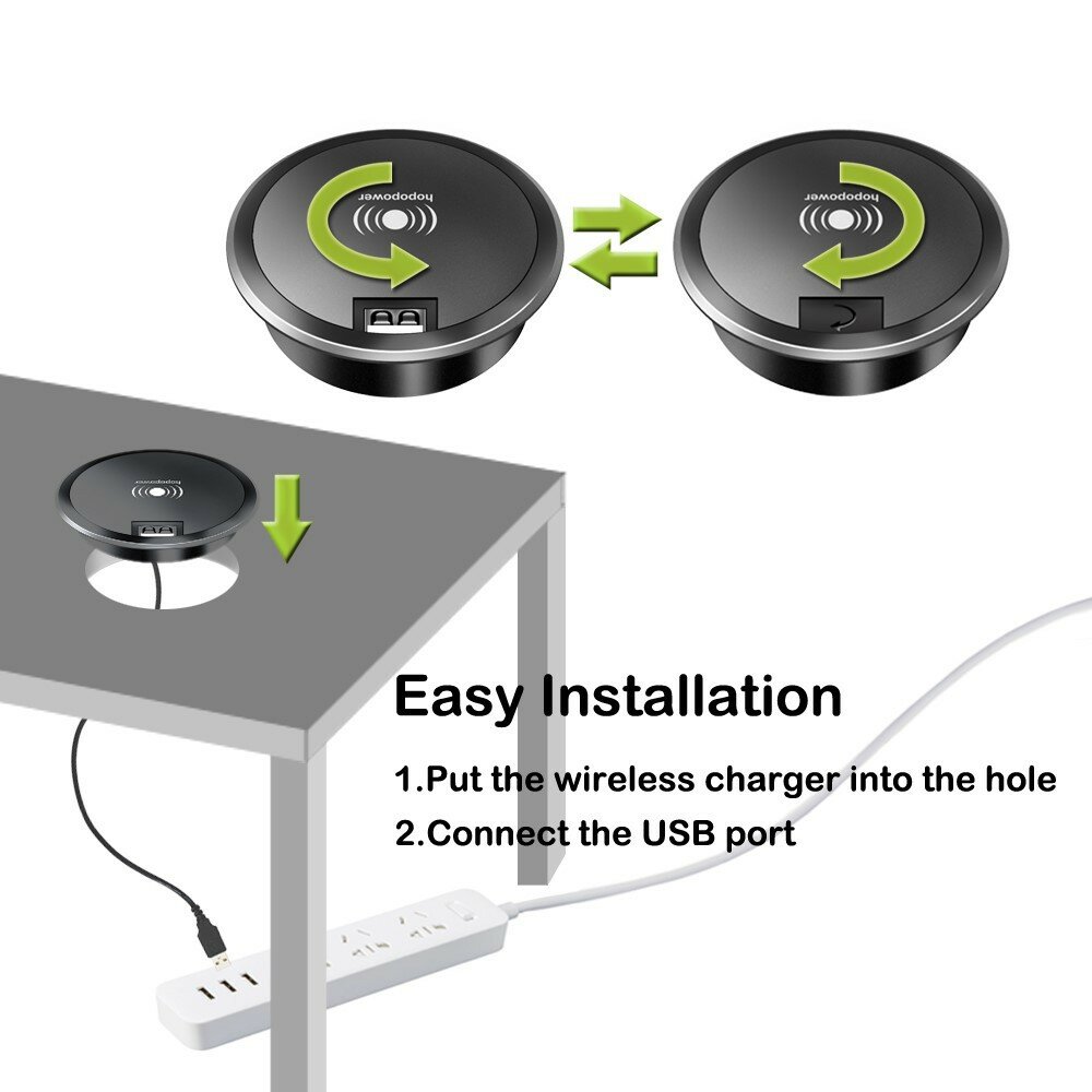 Embedded Wireless Charging Smart Socket Office Furniture Seat Gaming Table Accessories for Apple Android