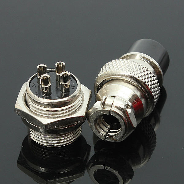 5Pcs GX16-4 4-Pin 16mm Aviation Pug Male and Female Panel Metal Connector COD