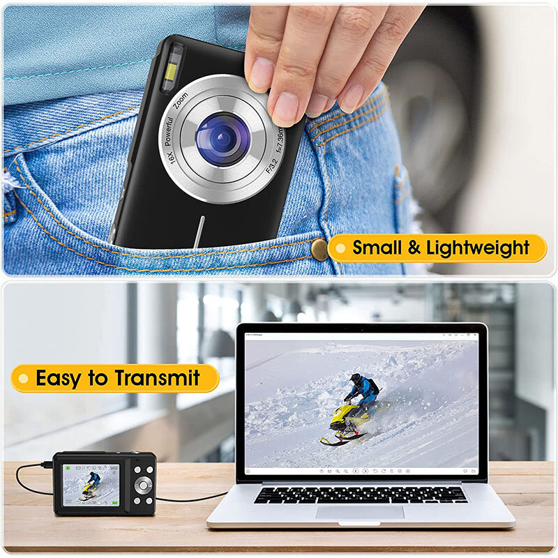 DC403 1080P 44MP Digital Camera with 2.4inch IPS Display 16X Zoom Facial Identification 700mAh Children Camcorder for Beginner P