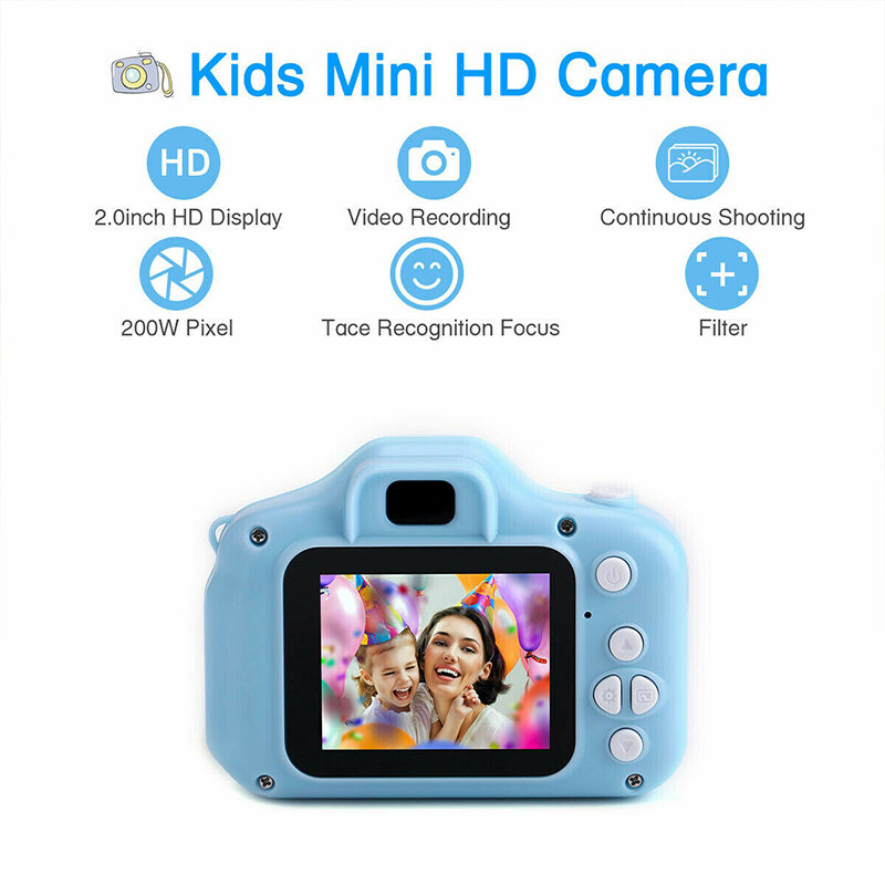 Cartoon Anti-fall Mini Children Camera 2.0 inch Screen Support Photo Video Game Function Birthday Gift Kids LCD HD Rechargeable