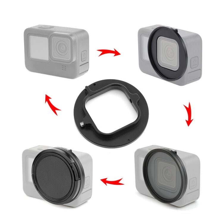 PULUZ PU528 52mm UV Lens Filter Adapter Ring for GoPro HERO9 Black Sports Camera Acccessories