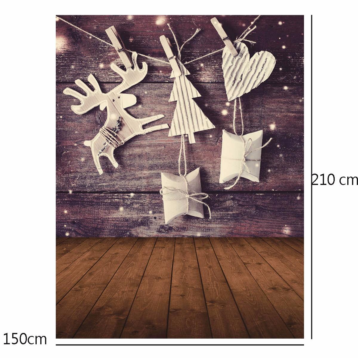 5 x 7 FT Christmas Theme Christmas Gift Elk Wood Board Photo Vinyl Background COD