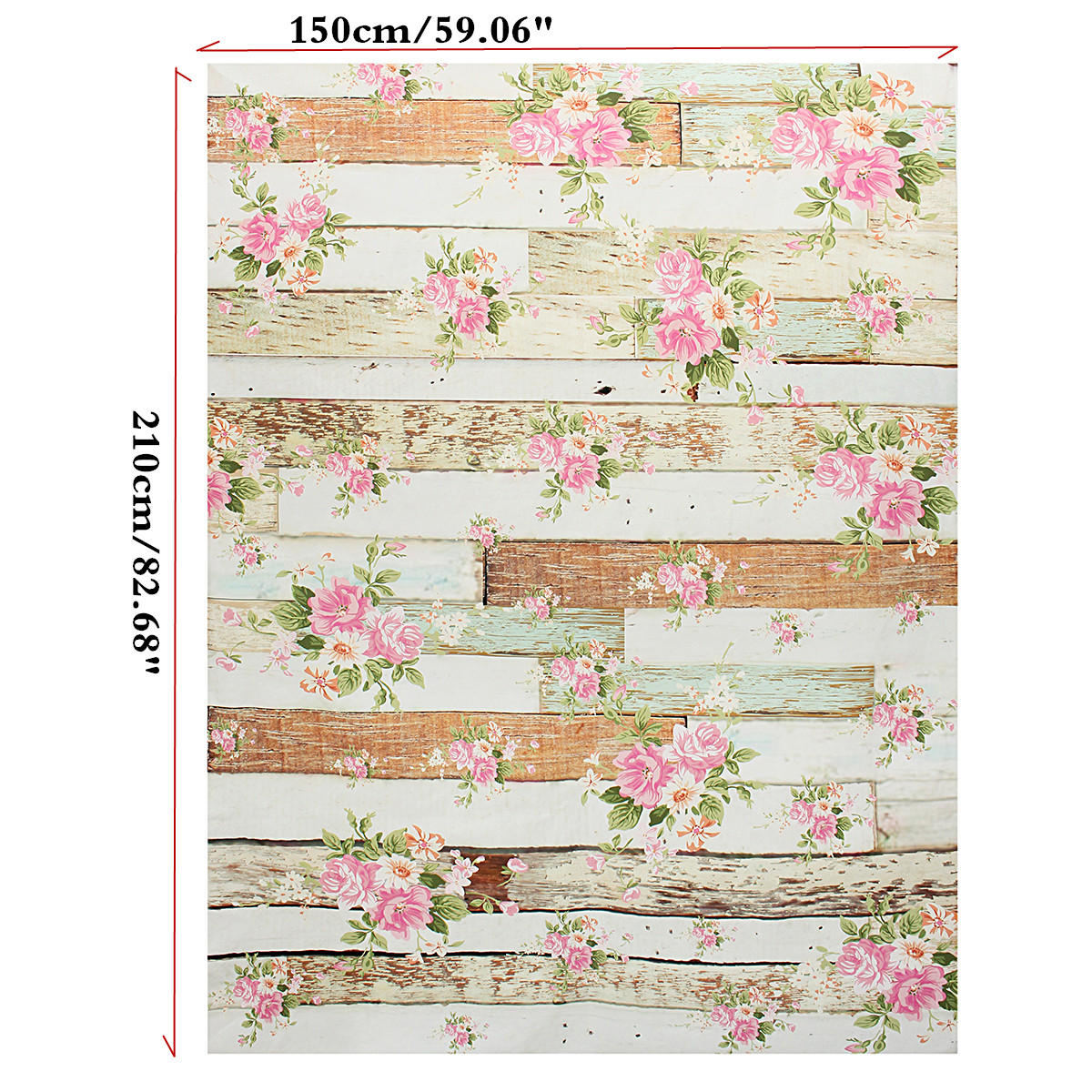 5x7FT Vintage Pink Flowers Wooden Floor Wall Photo Studio Background Backdrop Cloth