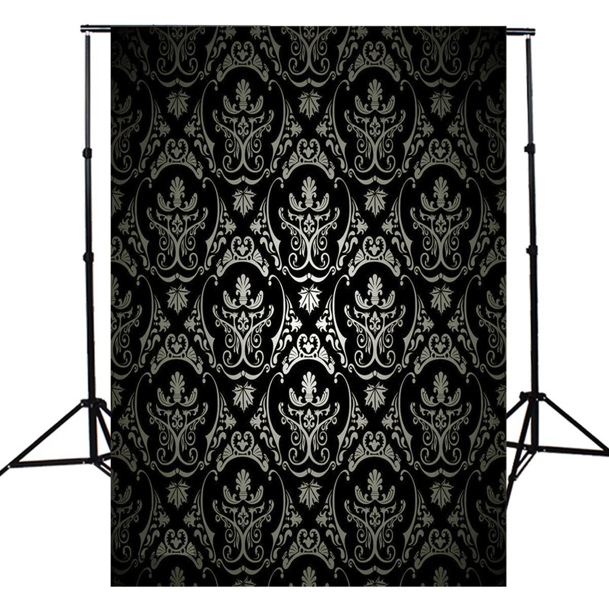 1.5x2.1m Photography Retro Damask Cloth Studio Props Background Vinyl Black COD