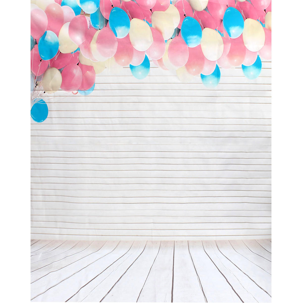 MOHOO 5x7FT Colorful Balloon Wood Floor Silk Backdrop Photography Background Studio Prop