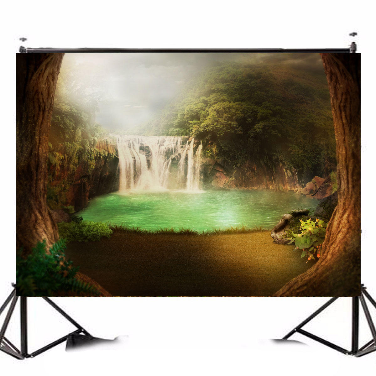 5x7FT Vinyl Waterfall Pool Photography Backdrop Background Studio Prop COD