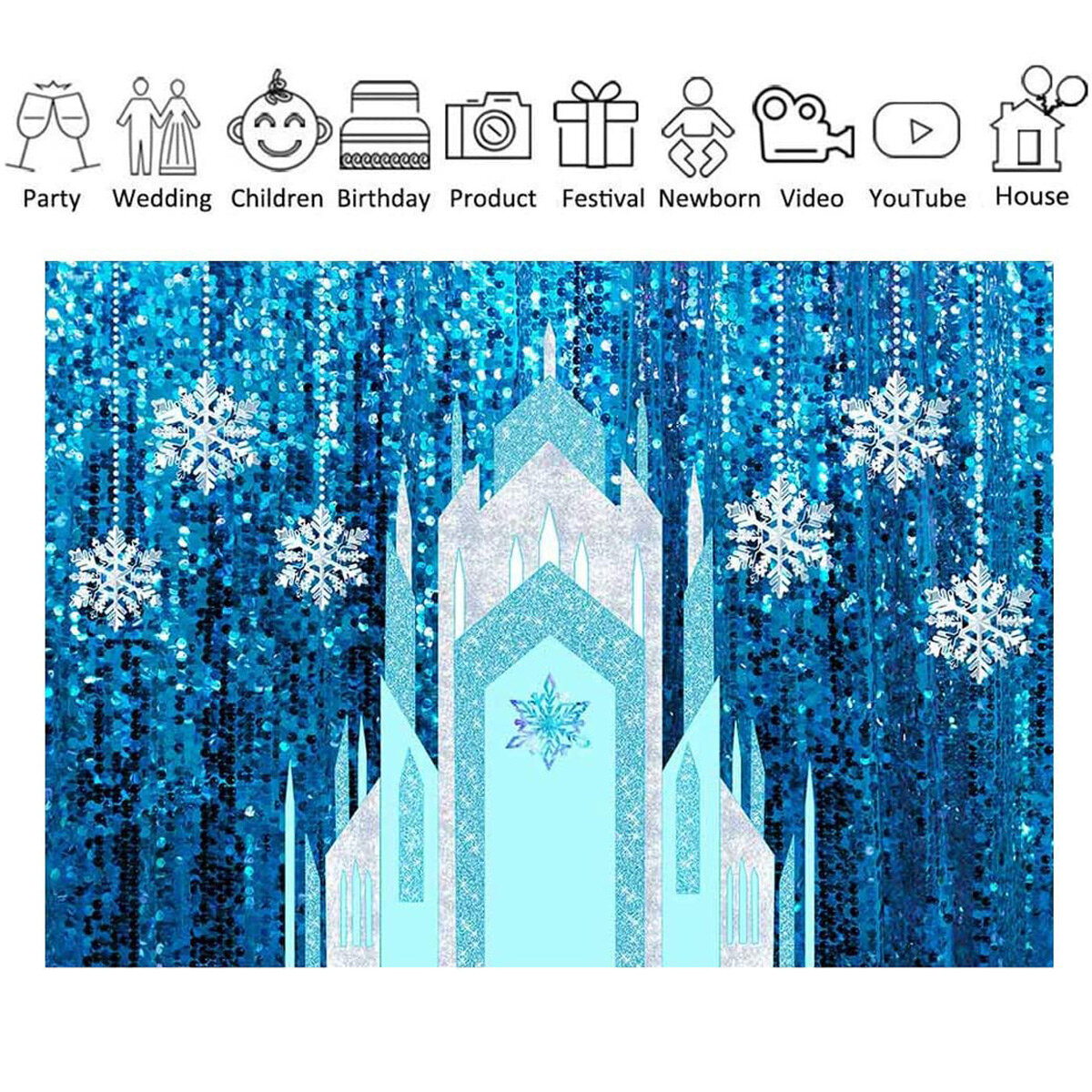 8x6ft 7x5ft 5x3ft Vinyl Cloth Romantic Ice Castle Photography Background Studio Photo Props Backdrop for Wedding Birthday Party