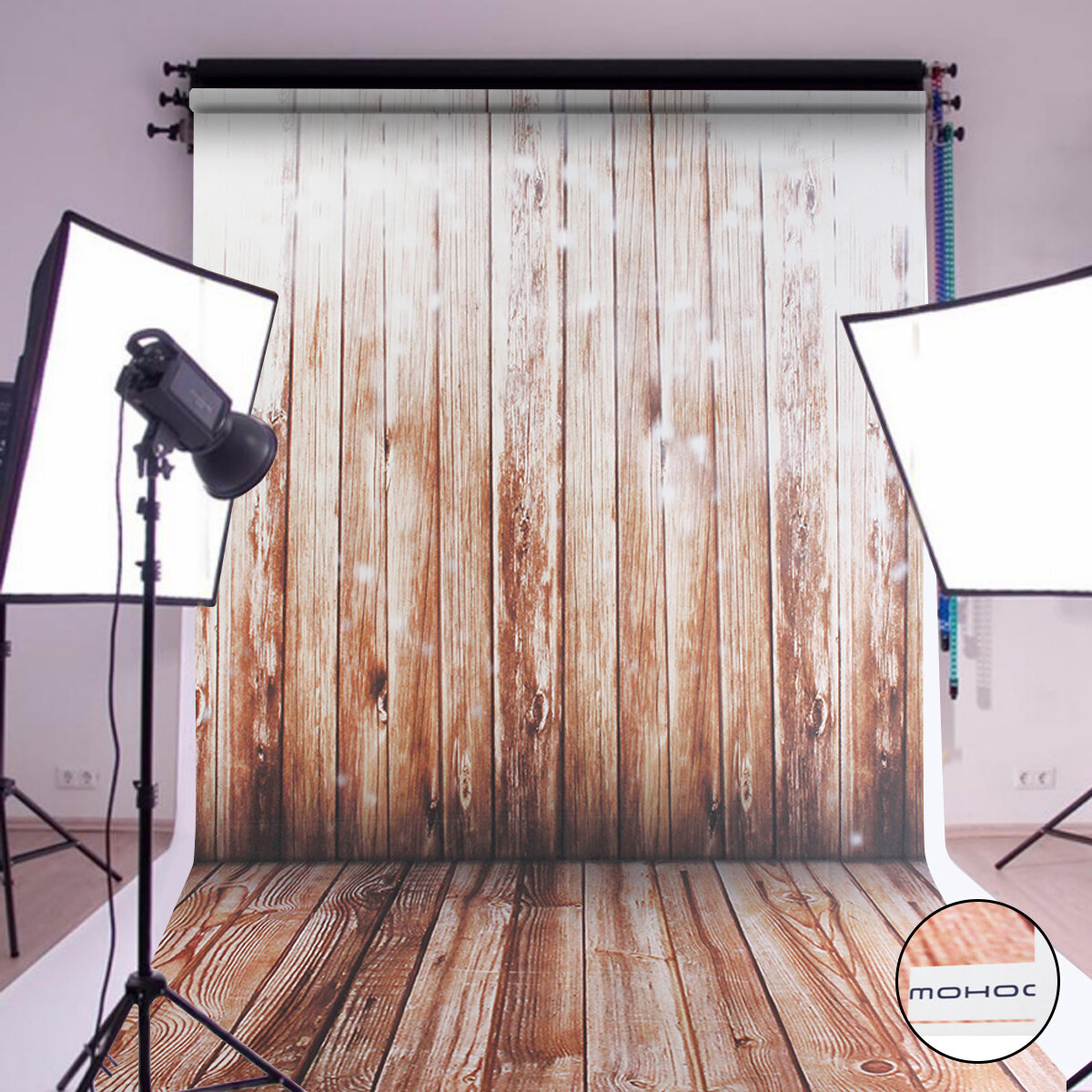 MOHOO 1.6*2.1M Wood Floor Photography Backdrop Washable Silk Cotton Studio Gallery Backgrounds