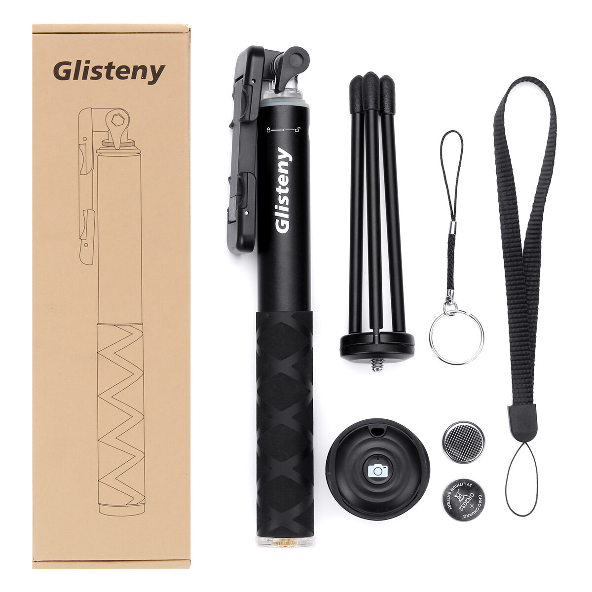 Glisteny New Detachable Aluminum Alloy Selfie Stick Hanheld Gimbals Supports for Go Pro and Mobile Phones