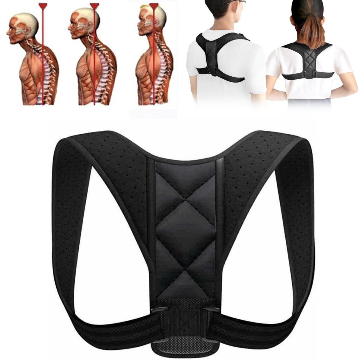 S/M/L/XL Adjustable Back Posture Corrector Humpback Correction Belt For Adult Children Students