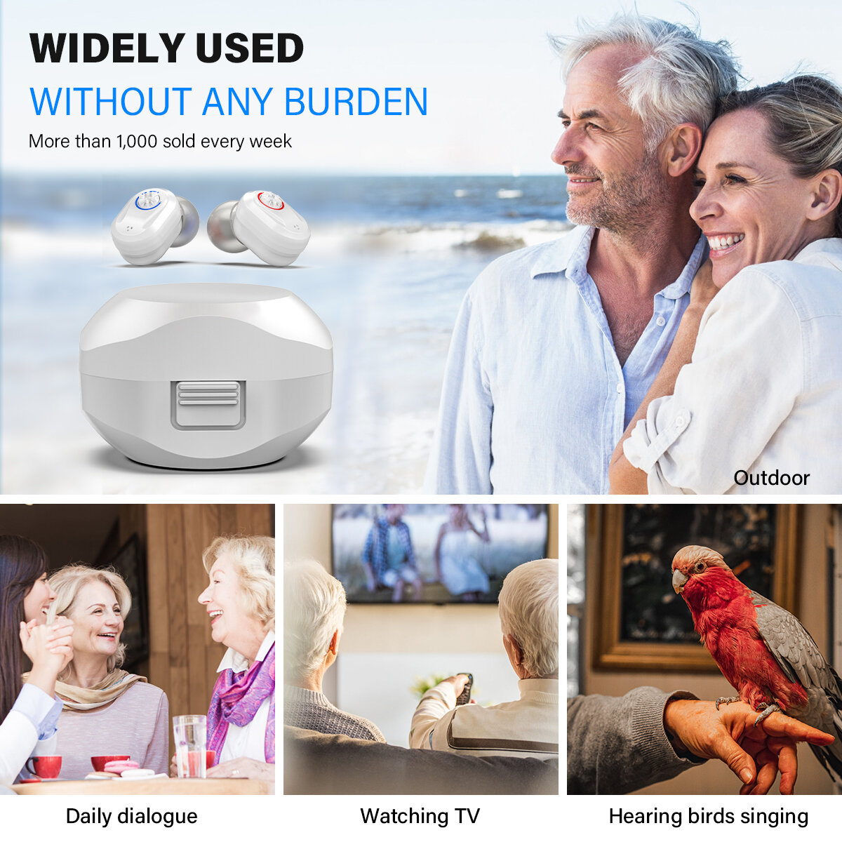 Rechargeable Mini Hearing Aids Sound Amplifiers with Portable Charging Case for the deaf