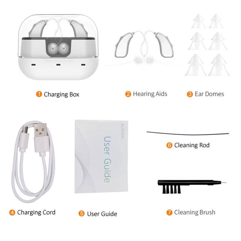 Portable Slim Rechargeable Digital In-Ear Hearing Aid with Charging Case Hearing Aids for Hearing Loss