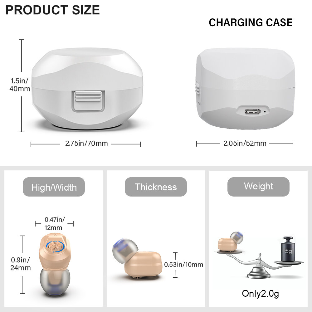 SoundBoost 127C TWS Earbuds with Direct Charge - Enhance Hearing & Amplify Sound for All Skin Tones