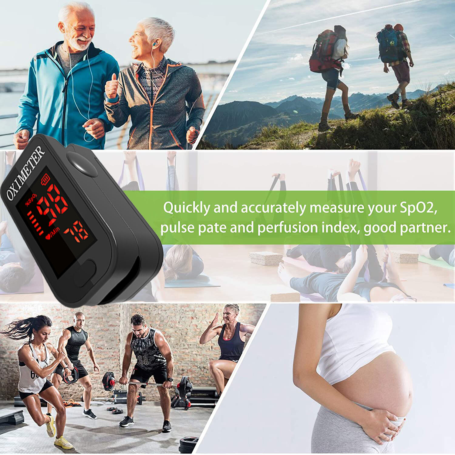 PRCMISEMED PRO-F4 Household Black LED Finger Pulse Oximeter Heart Beat At 1 Min Saturation Monitor Pulse Heart Rate Blood Oxygen