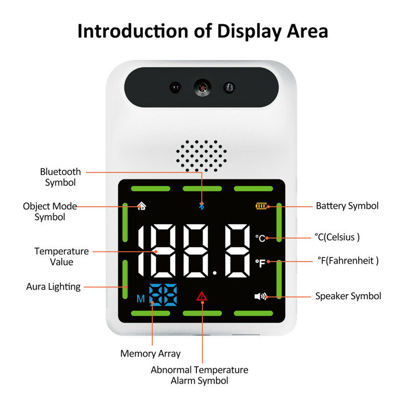 K88 Non-contact IR Infrared Thermometer Forehead Wall-Mounted LCD Digital High Precision Thermometer With Fever Alarm