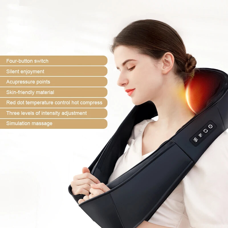 Household Neck Massager with Heating Multifunctional Shoulder Massager for Cervical Massage